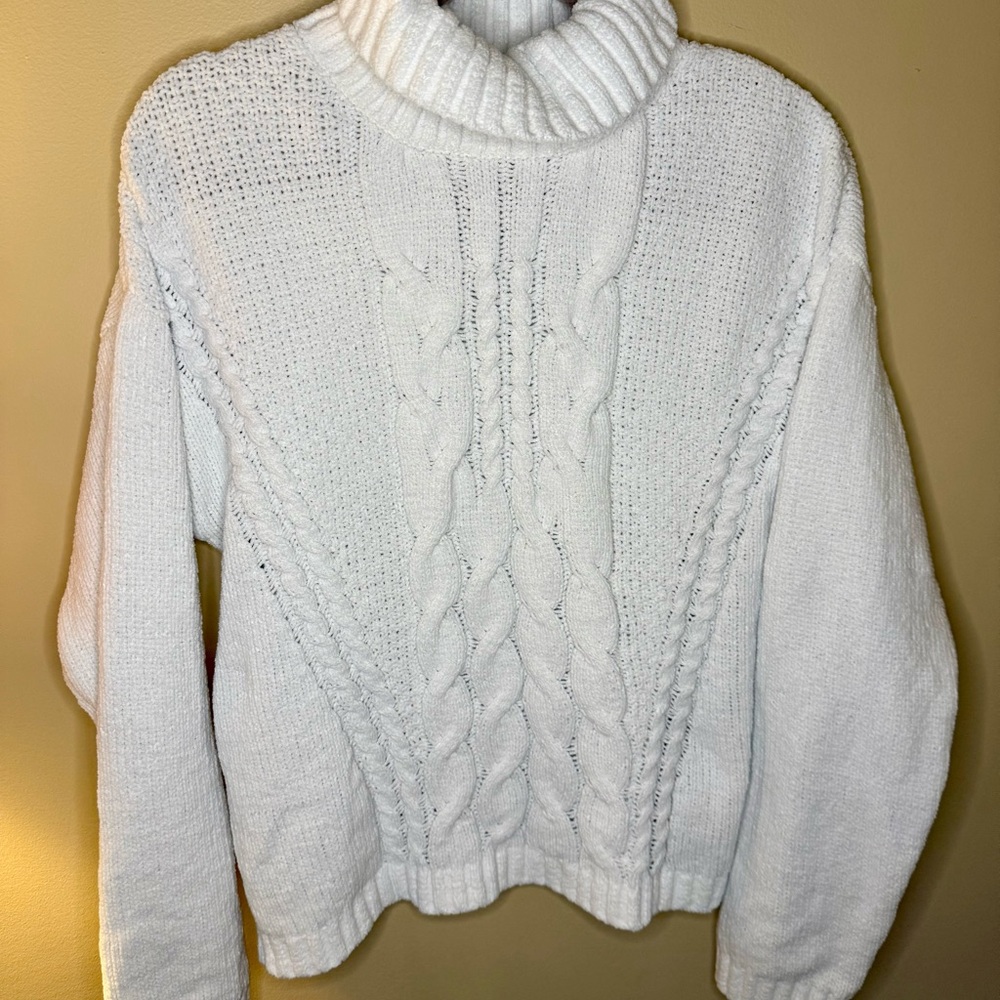 Cozy White Cable Knit Sweater